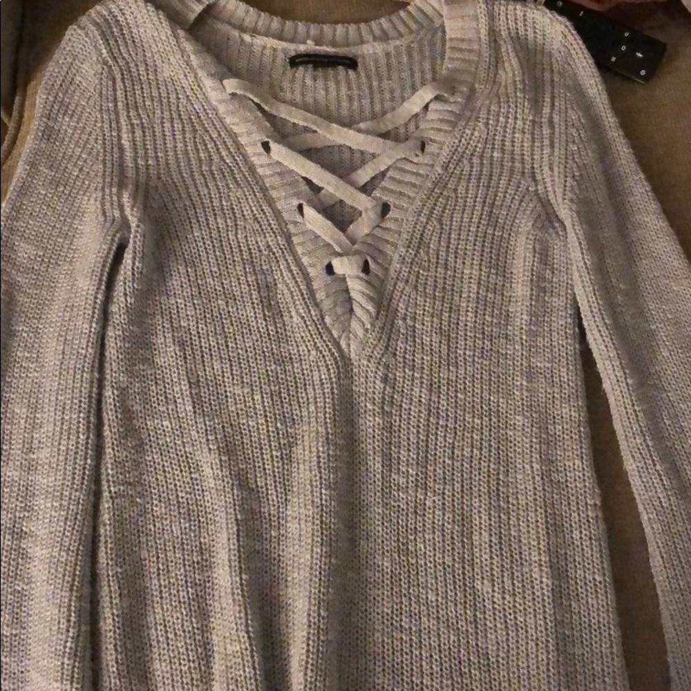 Lace up sweater